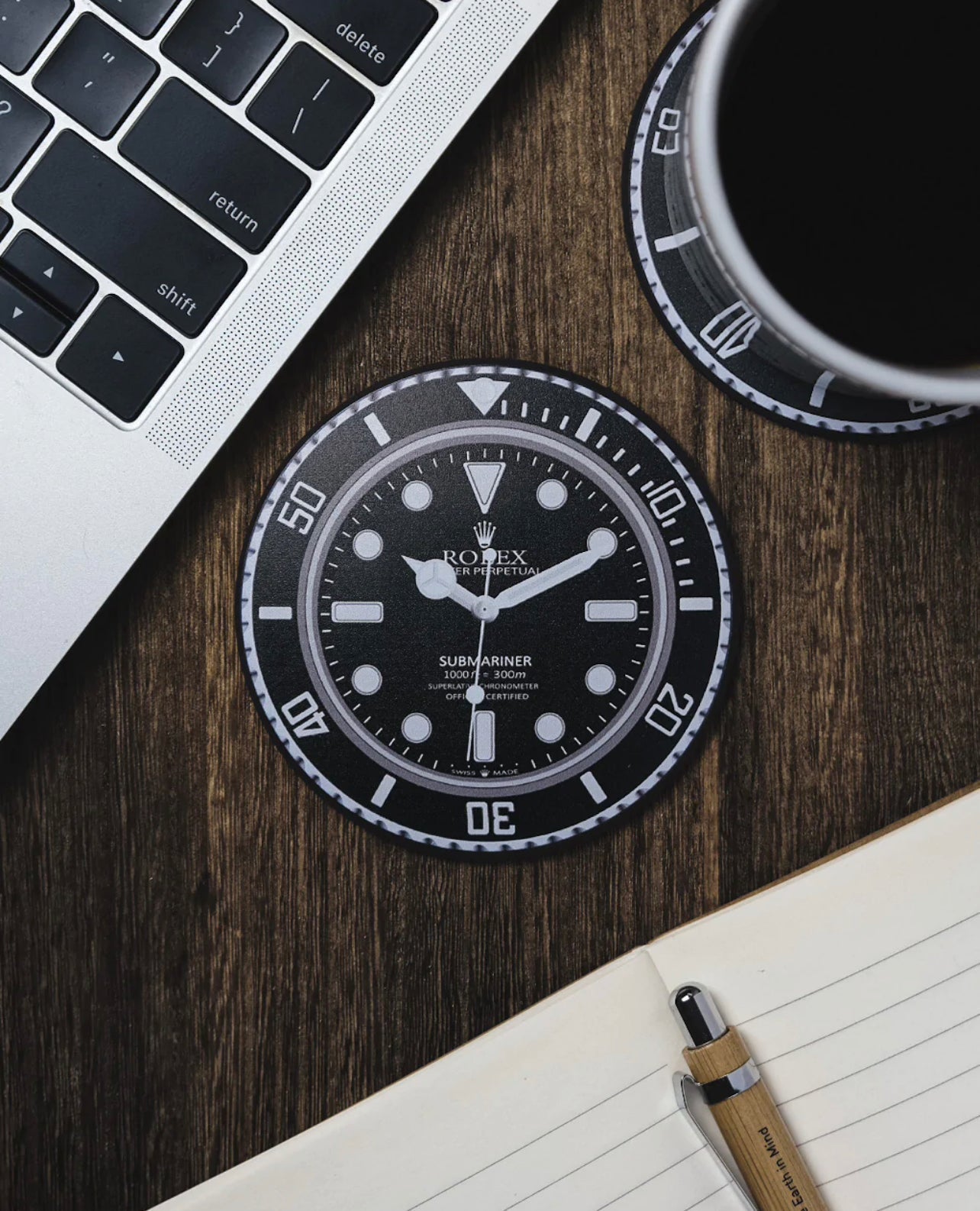 Sous-marin Noir - Dessous de Verre en Silicone Anti-Dérapant pour Amateur de Montres